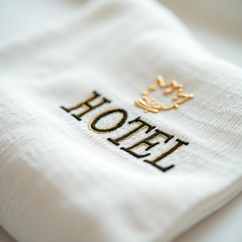 Logo hotel ricamato su biancheria